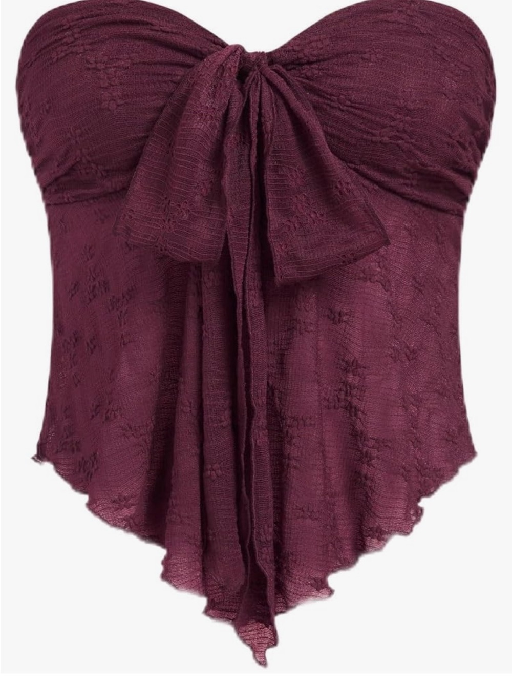 CIDER Women's Tube Tops Floral Mesh Flowy Tops Tie Front Strapless BROWN